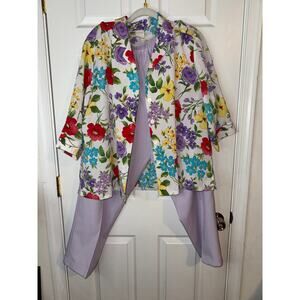 Vintage 80's lilac floral matching pants set